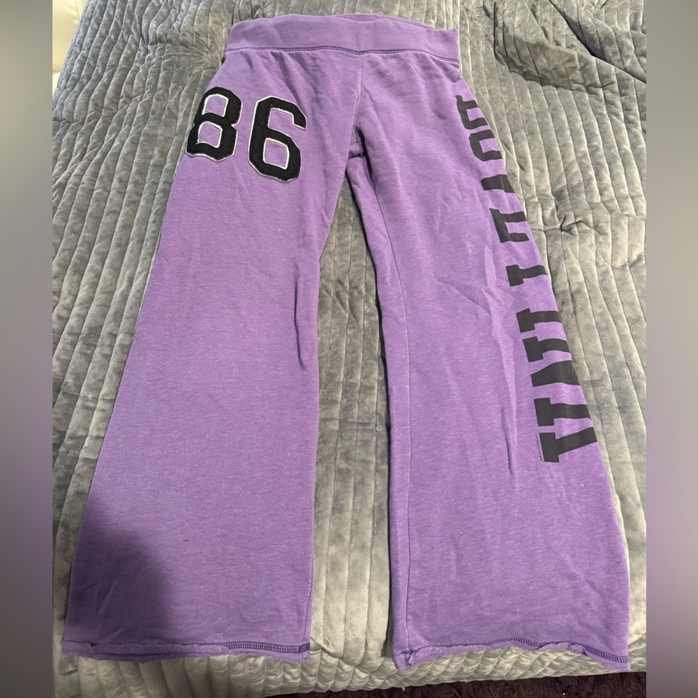 Pink Victoria’s Secret purple sweatpants.    Wide leg.